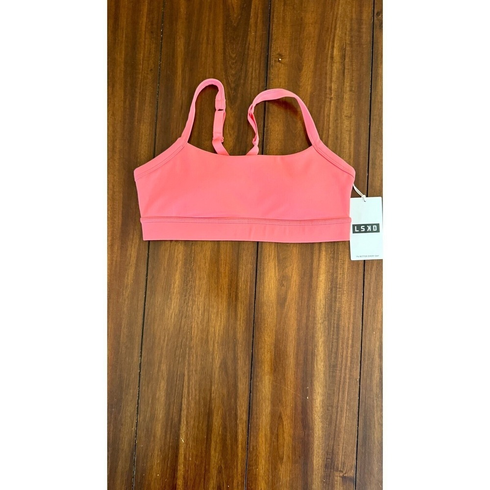 LSKD Momentum Sports Bra Adjustable Straps Pink Lemonade Large NWT NEW